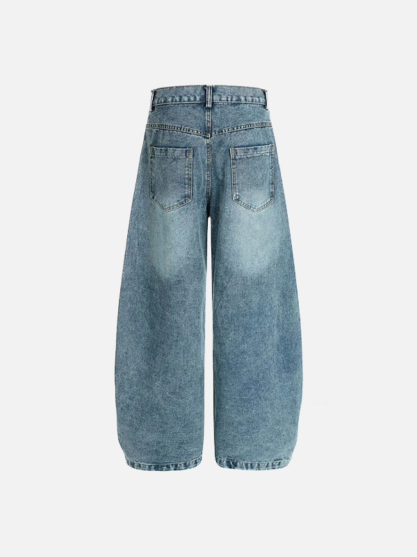 Irregular Patchwork Cargo Denim Wide Leg Jeans