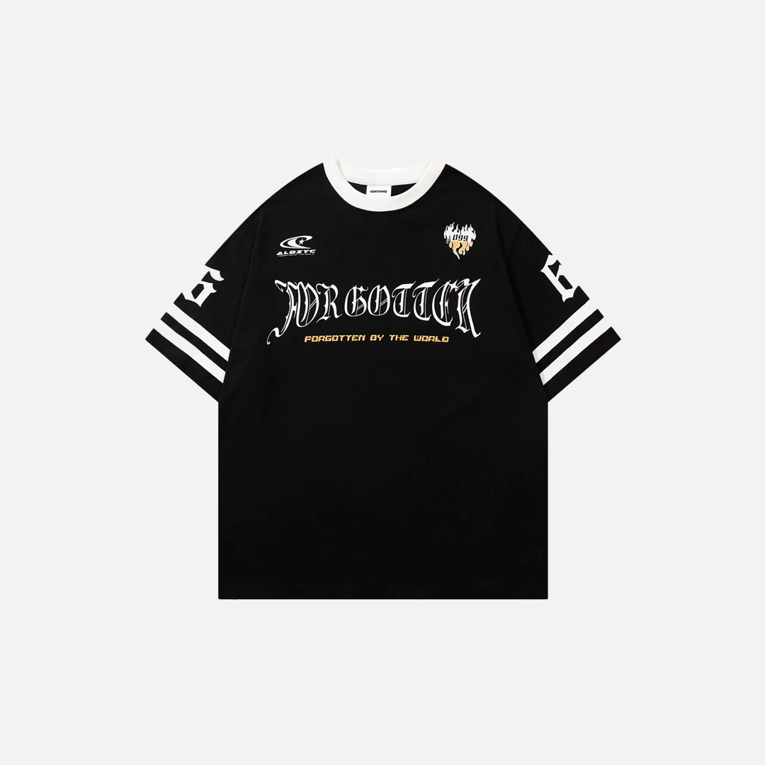 Y2K Patchwork Drawstring Graphic Short Sleeve T-Shirt