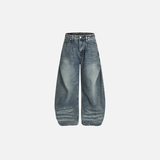 Jeans en denim délavé à jambes larges, style streetwear premium