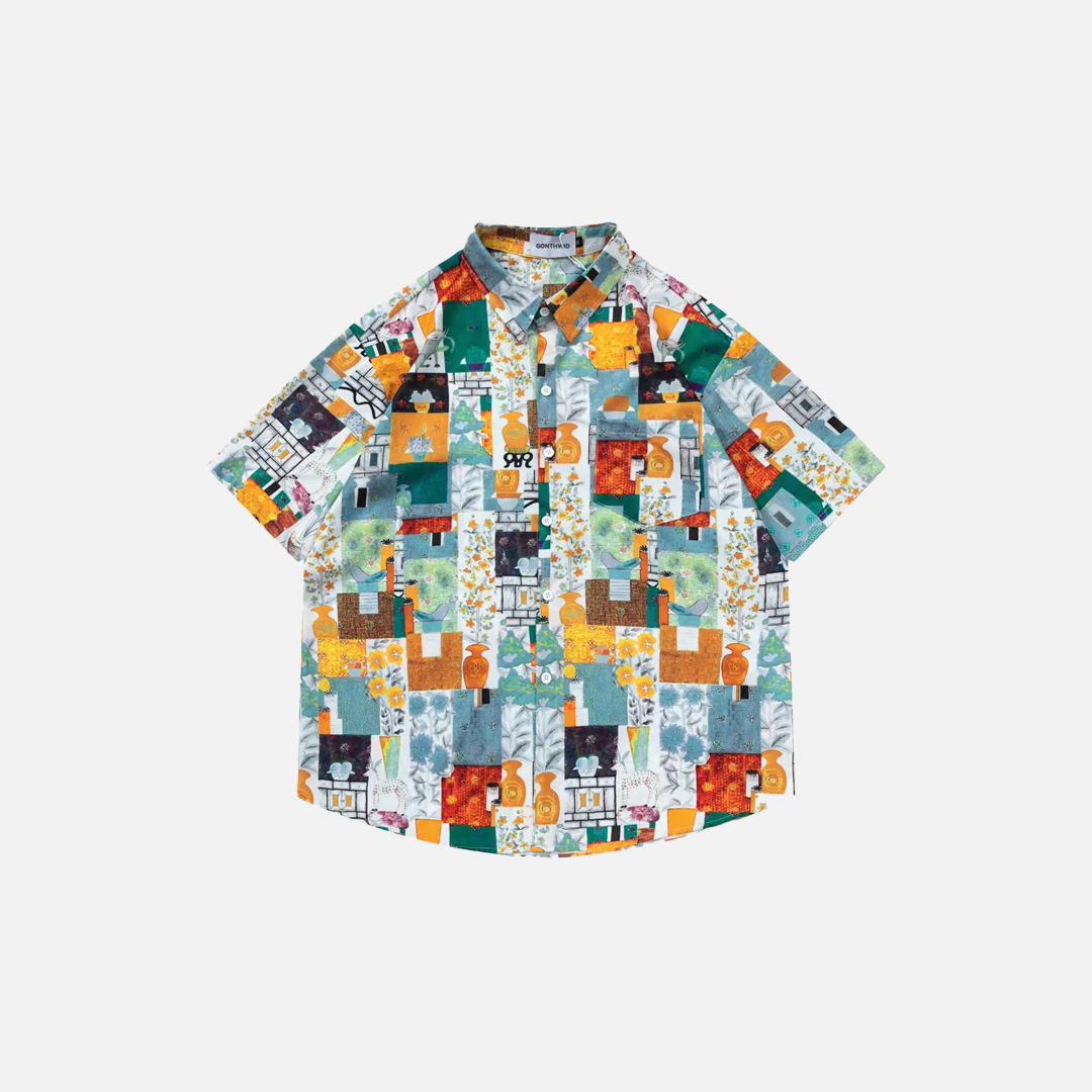 Y2K Retro Chic Strandhemd mit Grafikprint