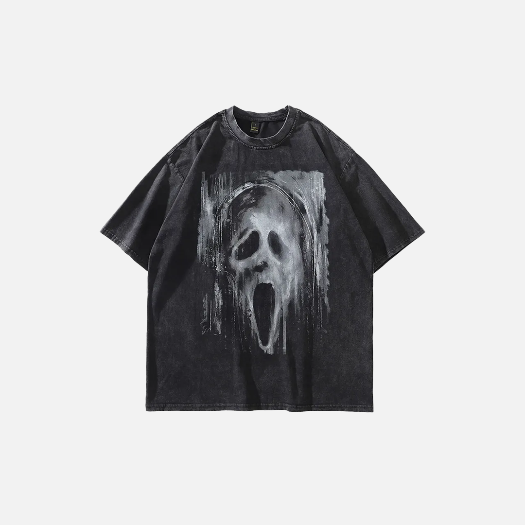 ゴシック オーバーサイズ スカルプリント Tシャツ