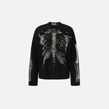 T-shirt à manches longues oversize à motif squelette streetwear
