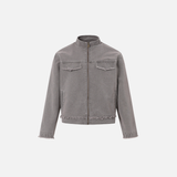 Punk Ripped Heavyweight Fringed Zip Denim Jacket