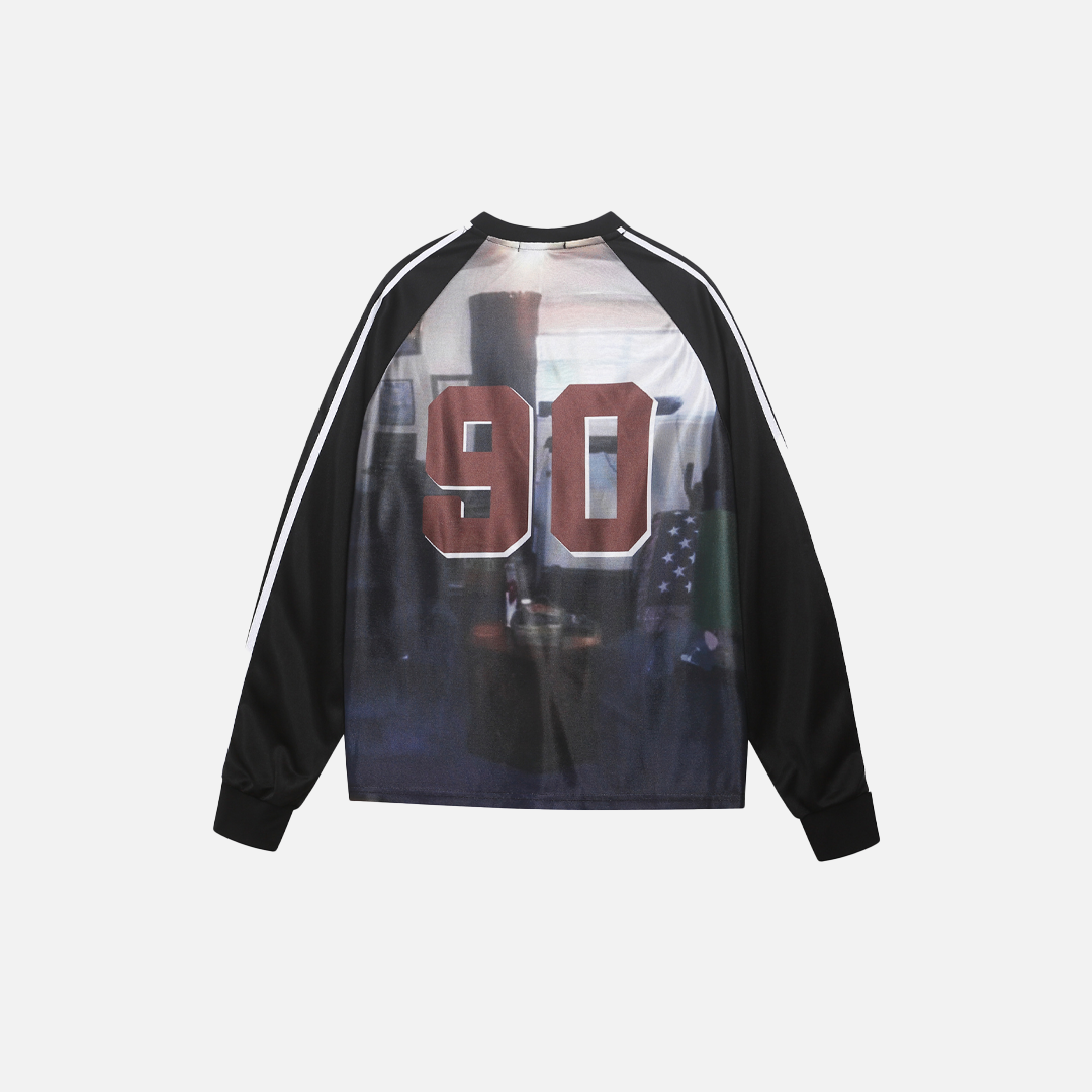 Vintage American Style Print V-Neck Sweatshirt