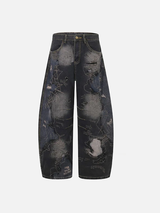 Streetwear Ripped Washed Wide Leg Jeans