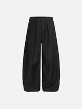 Casual Loose Fit Wide Leg Pleated Suit Pants