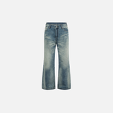Flexible Streetwear Faded Gradient Denim Flare Jeans