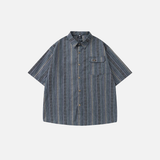 Herren Oversize-Streifen Kurzarmhemd mit Argyle-Muster