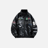 Stylish Embroidery Motorcycle PU Leather Jacket