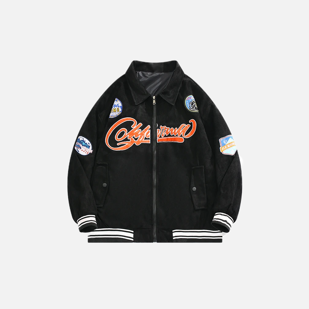 Varcity-Jacke aus schwerem Wildleder mit Buchstabenstickerei