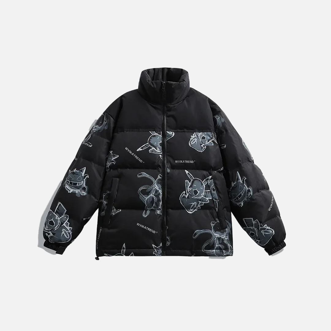 Doudoune à motifs de dessins animés style hip-hop