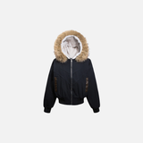 Parka coupe-vent en polaire douce avec col en fourrure