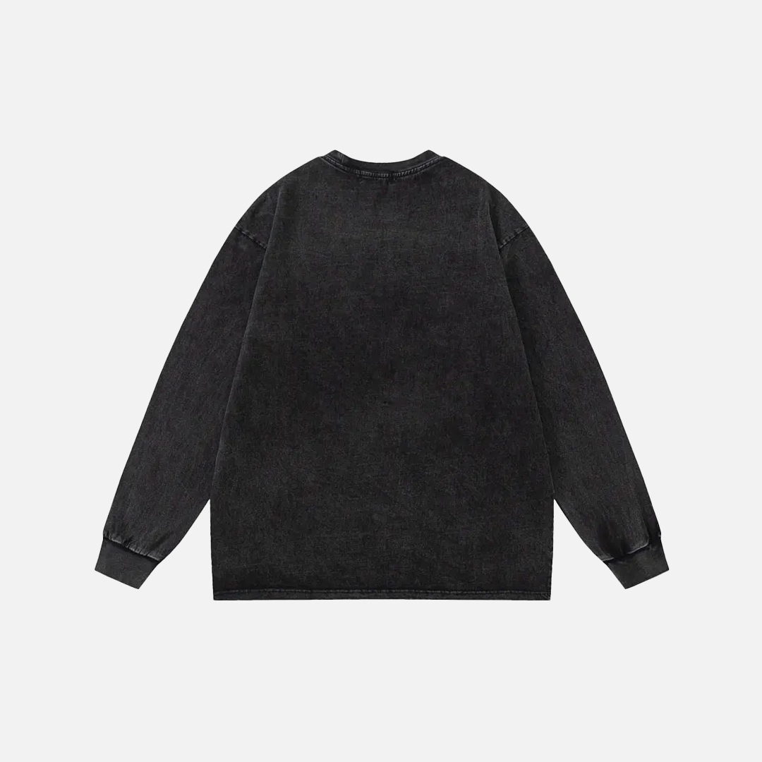 Black Lightweight Graphic Printed Long Sleeve T-Shirt