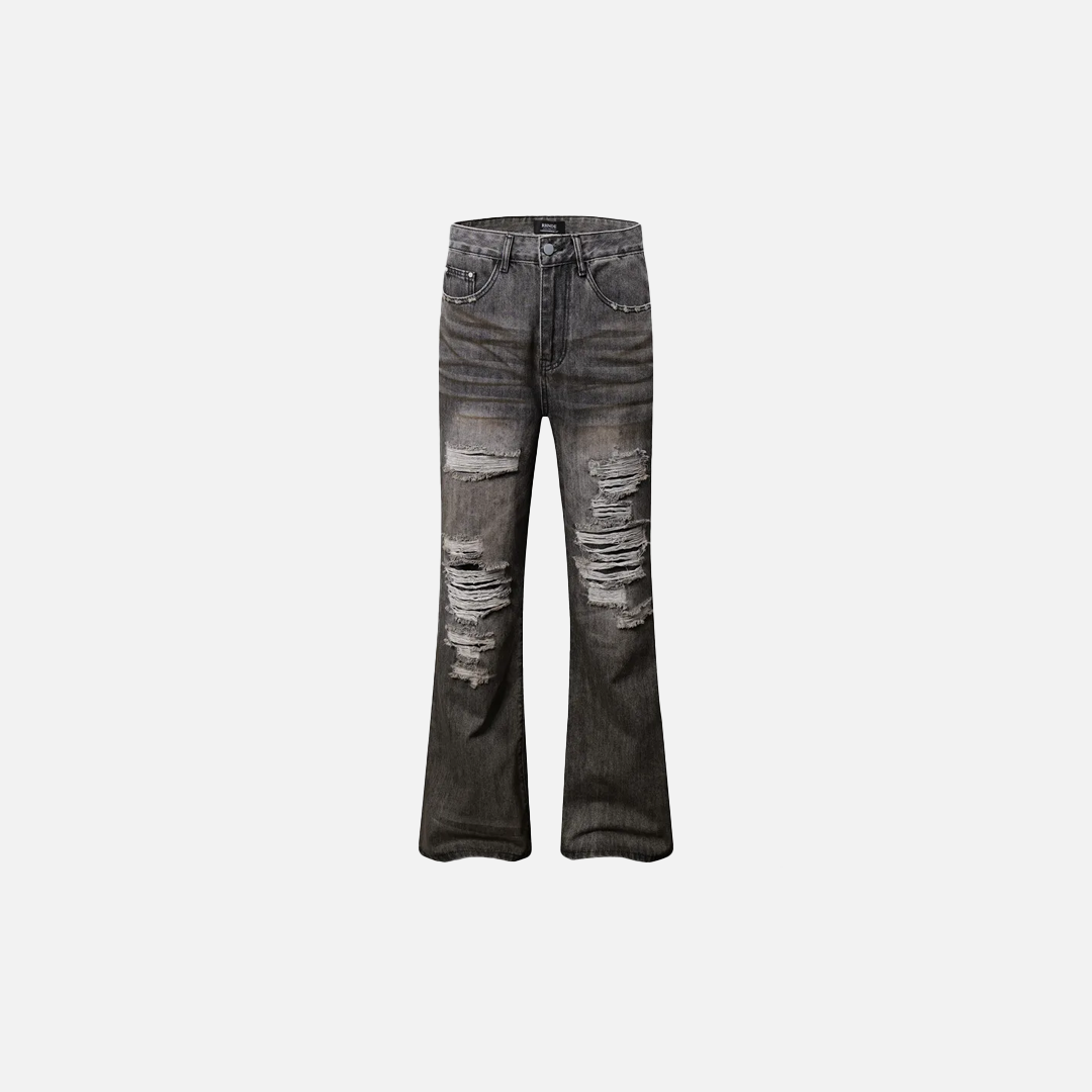 Herren-Jeans mit Kratzern, Used-Look und Rissen, gerades Bein