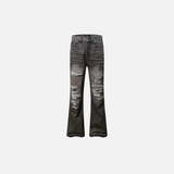 Herren-Jeans mit Kratzern, Used-Look und Rissen, gerades Bein