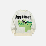 Gemütlicher Oversize-Strickpullover mit Krokodilmuster