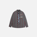 Embroidered Striped Nick-tie Shirt