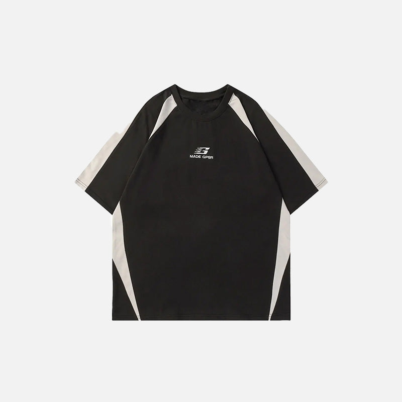 Y2K Embroidery Patchwork Sports T-shirt