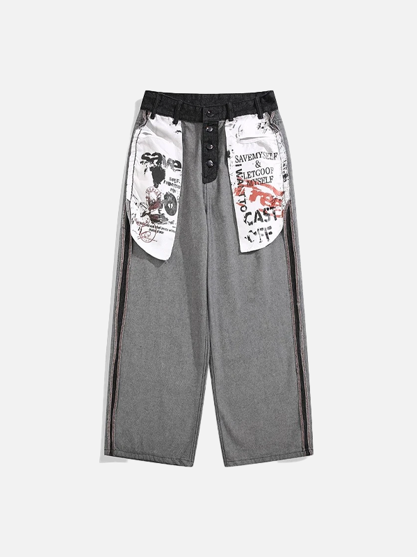 Cargo-Jeans im amerikanischen Stil mit umgekehrter Kontrastfarbe