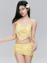 Yellow Tie Dye Halter Set