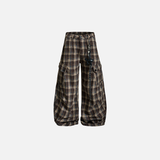 Vintage Plaid Cartoon Casual Cargo Pants