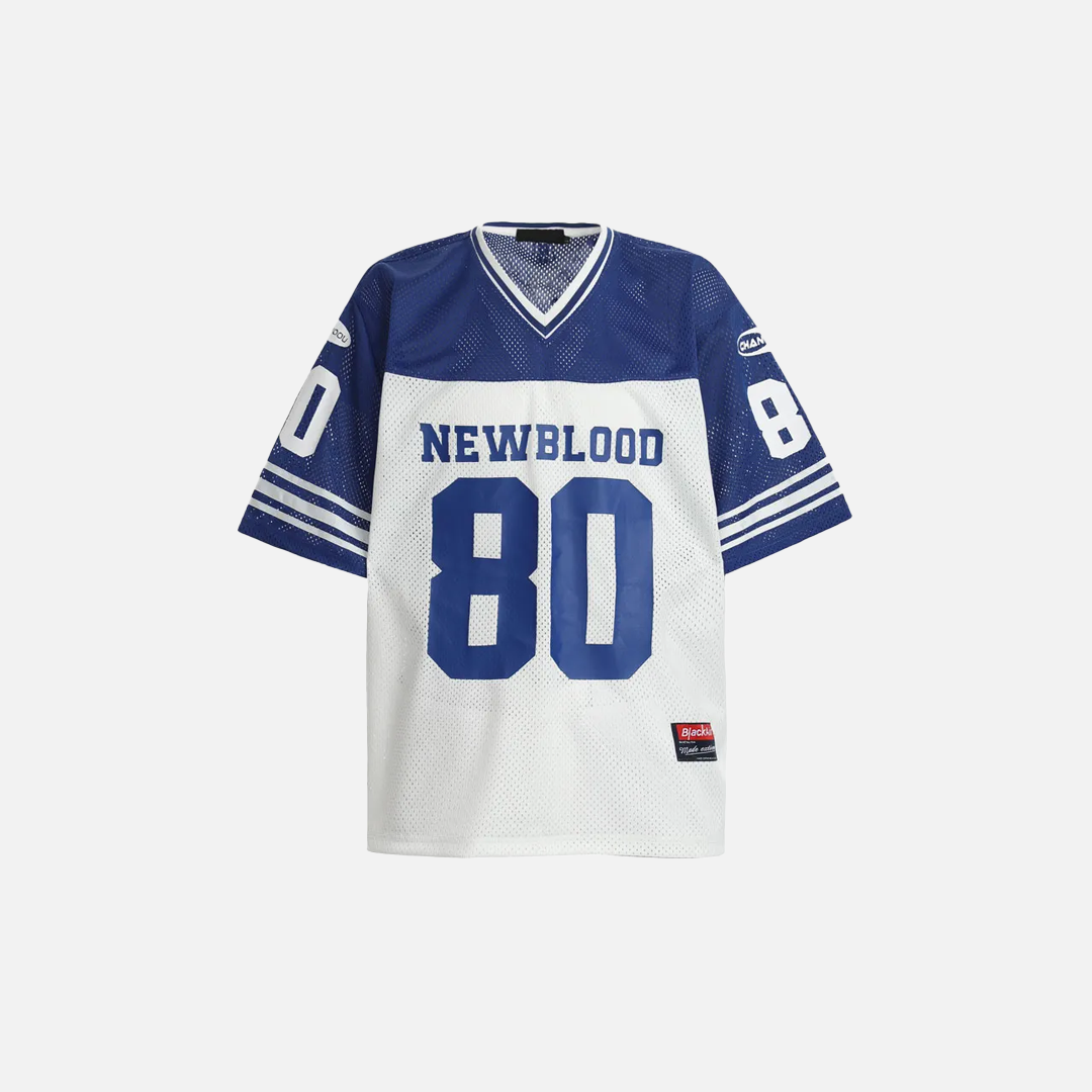 Breathable Patchwork Mesh V-Neck Collar Jersey T-Shirt