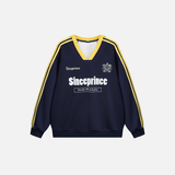 Stilvolles Langarm-T-Shirt mit V-Ausschnitt und Buchstabenprint