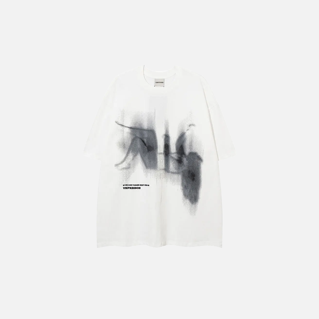 Breathable Abstract Graphic Print Oversize Cotton T-Shirt