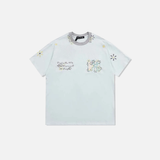 花柄刺繍入り夏用カジュアル長袖Tシャツ