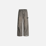 Streetwear Carpenter Washed Distressed Cargo Jeans