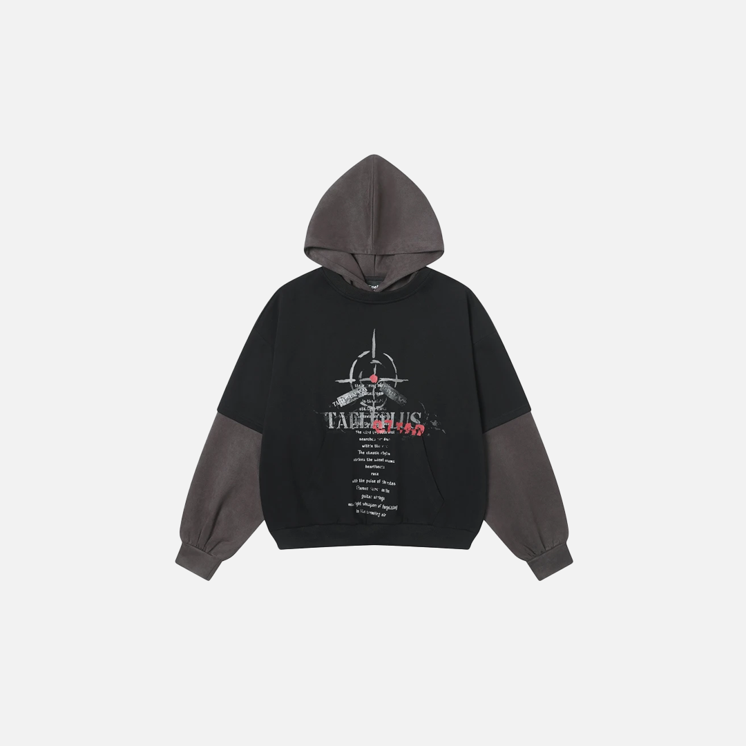 Graphic Streetwear Fake Two Piece Letter Print Hoodie