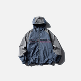 Veste imperméable à capuche bicolore pour l'extérieur
