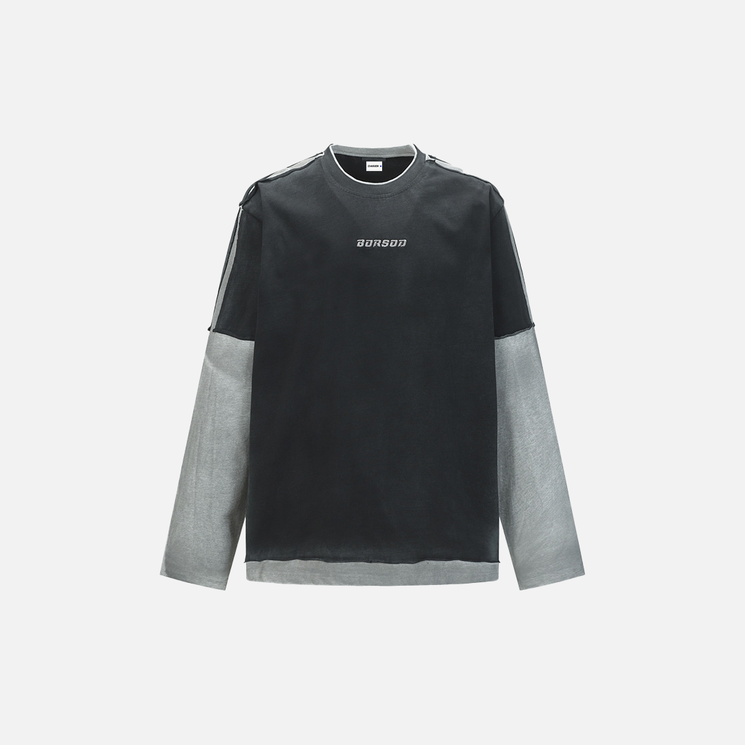 Langarm-T-Shirt mit Farbblock-Design, Used-Look und lockerer Passform
