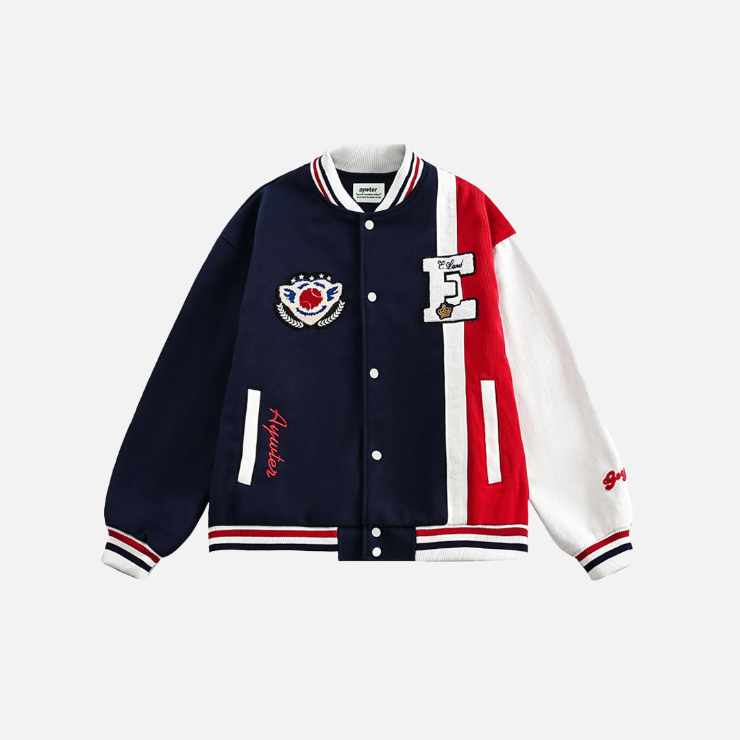 Y2K Embroidered Patchwork Baseball Varsity Jacket