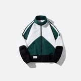 Patchwork Stand Collar Baseball Windbreaker Jacket