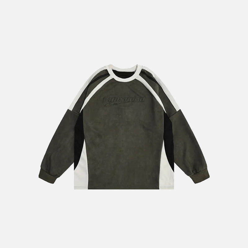 Retro Embroidery Patchwork Sweatshirt