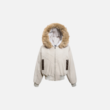 Parka coupe-vent en polaire douce avec col en fourrure
