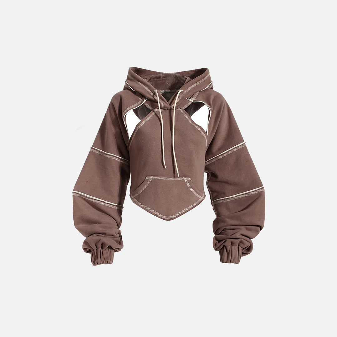 Y2K Contrast Color Open Line Hoodie