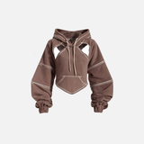 Y2K Contrast Color Open Line Hoodie