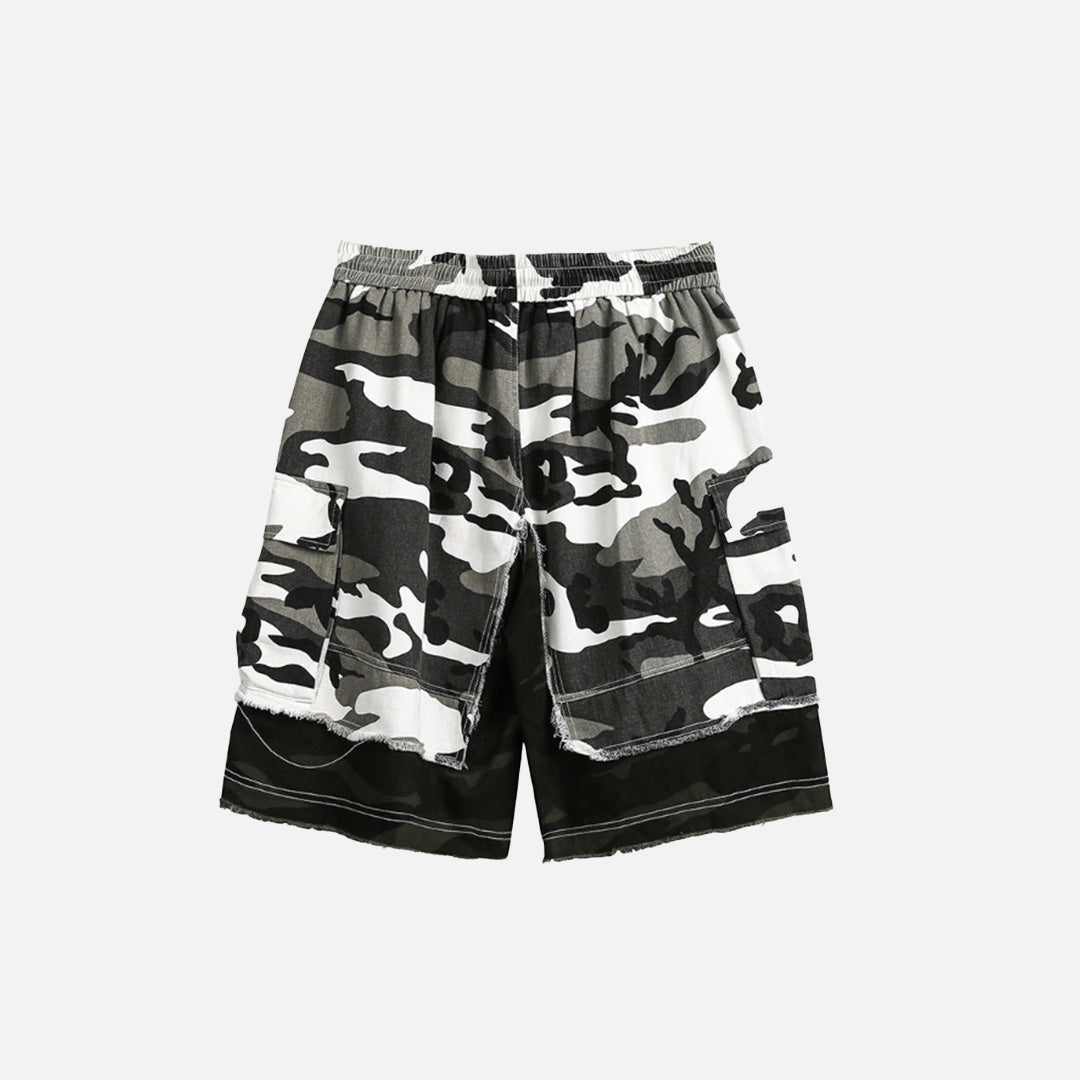Rugged Camo Distressed Shorts