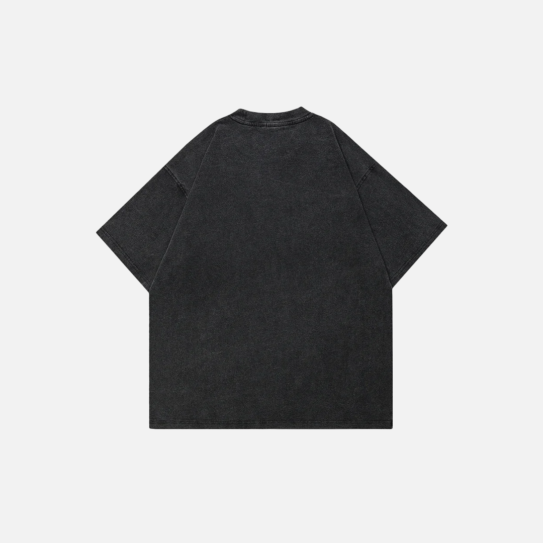 Y2K Streetwear Washed Black Graphic Eyes T-Shirt