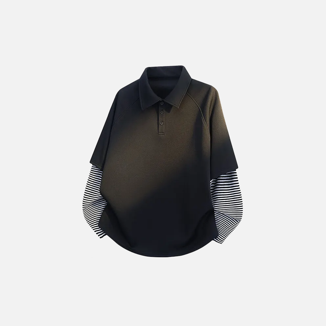 Casual Spring Fake Two Piece Polo Sweatshirt
