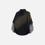 Casual Spring Fake Two Piece Polo Sweatshirt