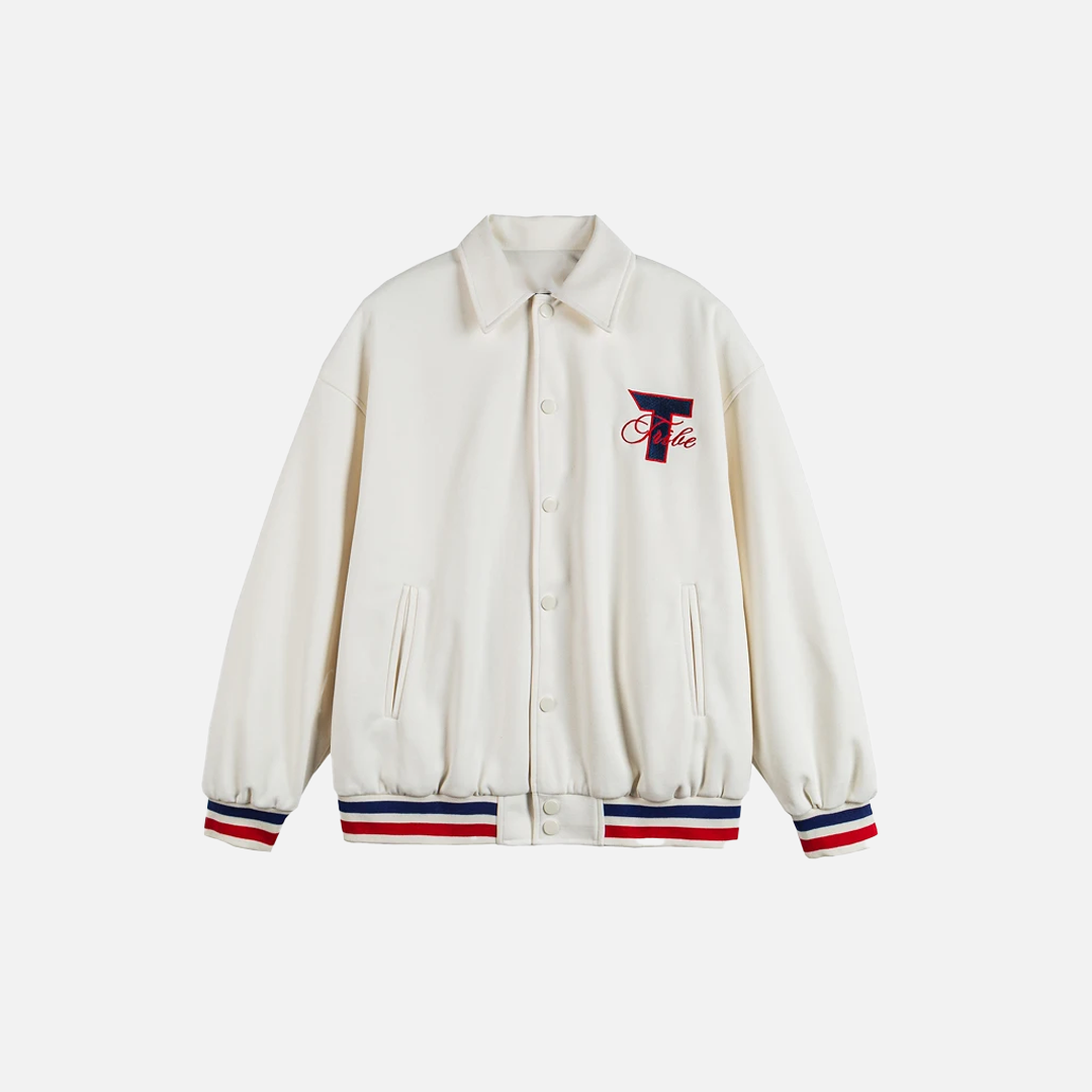 Veste de baseball universitaire brodée décontractée style années 2000