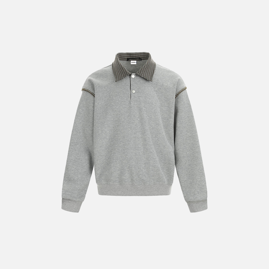 Men Stylish Oversized Plaid Collar Sweatshirt