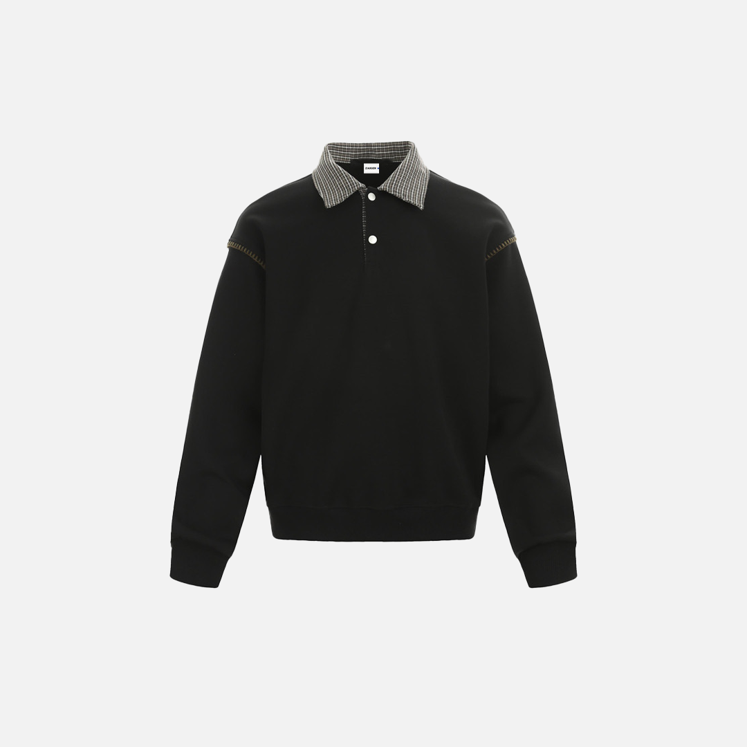 Men Stylish Oversized Plaid Collar Sweatshirt