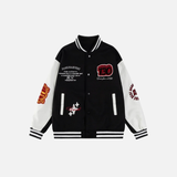 Casual Badge Single Breasted Embroidery Varsity Jacket