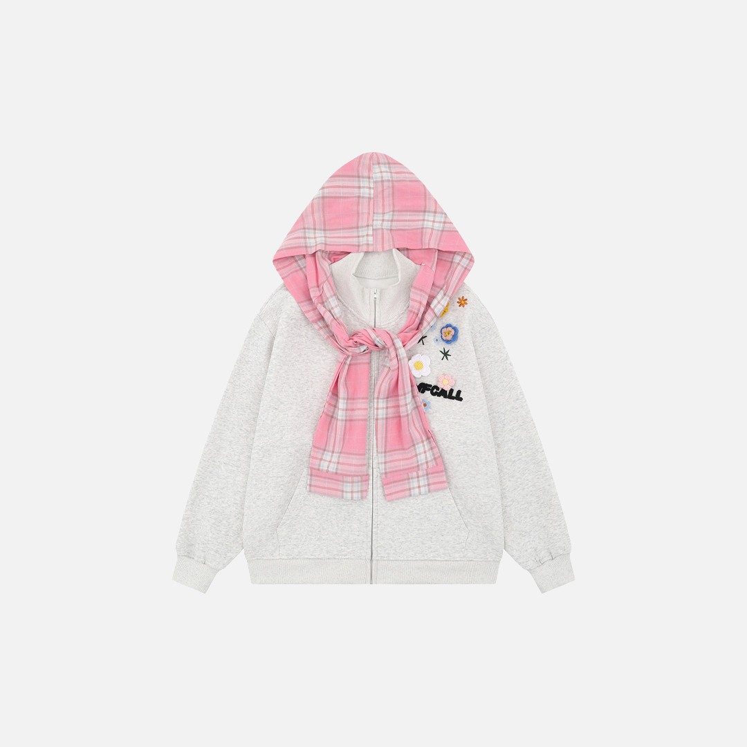 Sweat à capuche Y2K confortable et amovible à motif floral