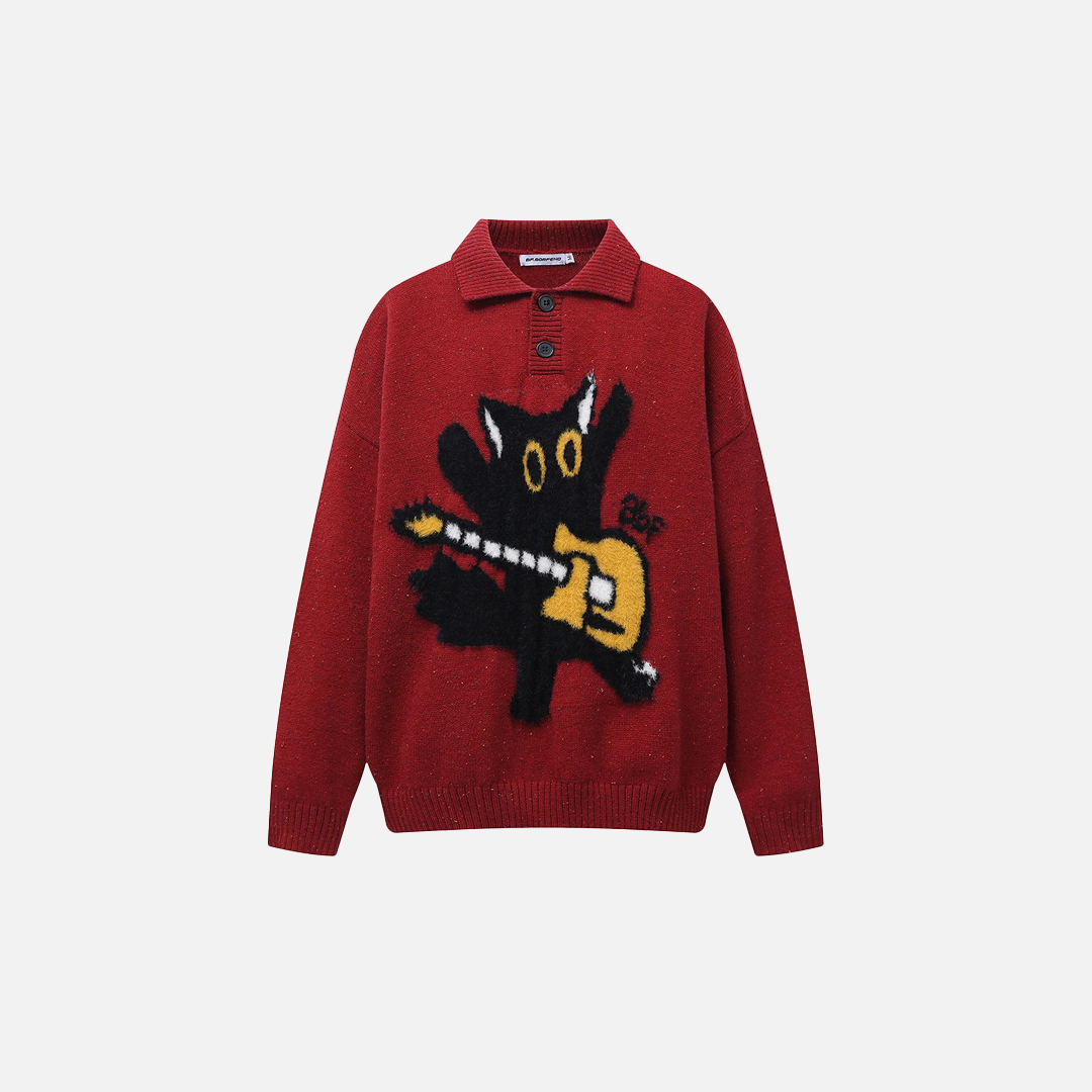 Pull en maille oversize en coton doux à motif dessin animé