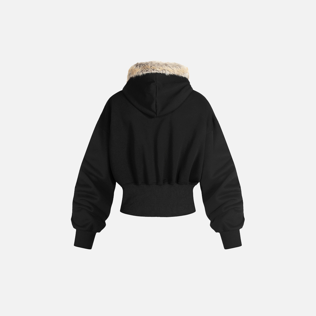 Stylish Oversized Zip-Up Furr Hooded Sweatshirt